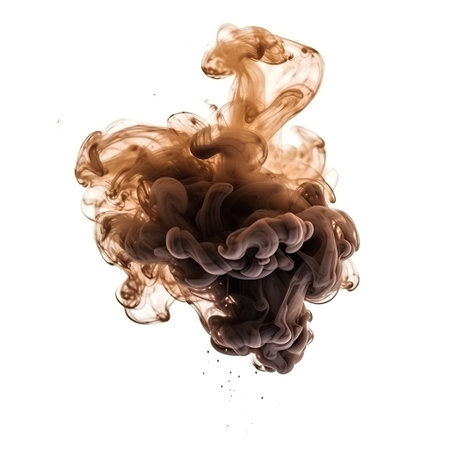Abstract smoke isolated on white background. Colorful ink in water.の素材