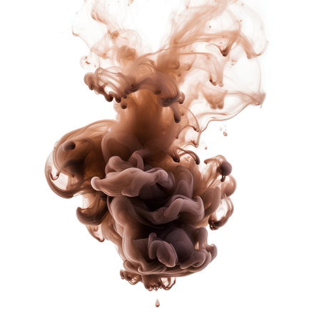 Brown smoke isolated on white background. Abstract background. Design element.の素材