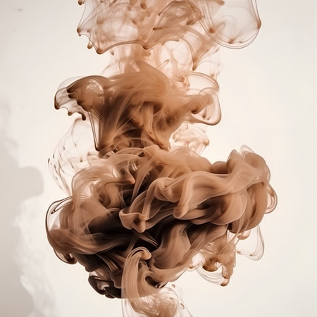 close up of an ink cloud in water on a white backgroundの素材