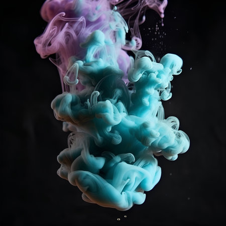 Colorful ink in water on a black background. Abstract background.の素材