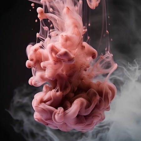 Red ink in water on a black background. Abstract background for design.の素材