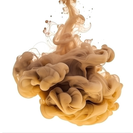 abstract background made of yellow ink in water isolated on white backgroundの素材