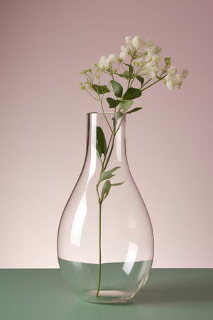 Bouquet of white flowers in a glass vase. 3d renderingの素材