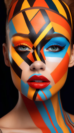 Closeup portrait of beautiful young woman with creative make-up.の素材