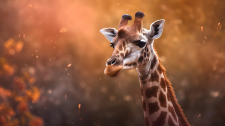 Portrait of a giraffe on a blurred background. Animal portrait.の素材