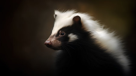 Black and white long-nosed skunk (Ursus americanus)の素材