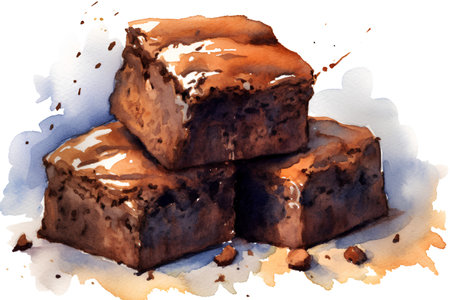 Watercolor illustration of chocolate cake. Hand drawn watercolor illustration.の素材