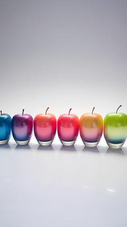 Colorful candles in a row on a white background. 3D renderingの素材