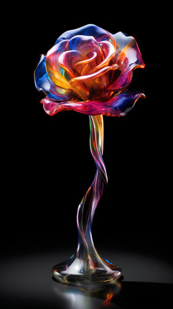 abstract multicolored rose on a black background. 3d renderingの素材