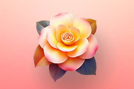 Beautiful pink and orange flower on a pink background. Vector illustration.の素材