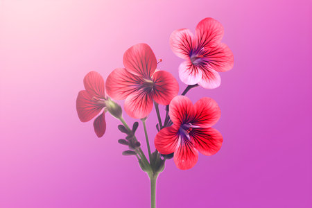 Pink geranium flowers on a pink background. Realistic vector illustration.の素材