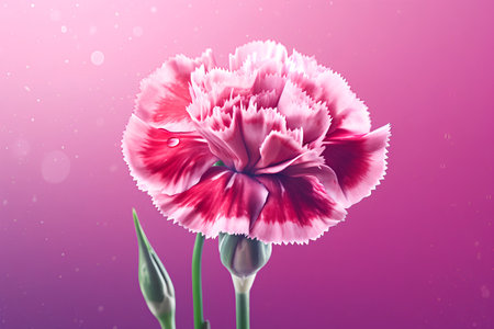 Carnation flower isolated on pink background. 3d illustration.の素材