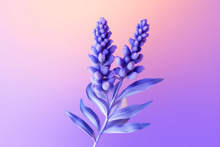Blue lupine flowers on a purple background. Vector illustration.の素材