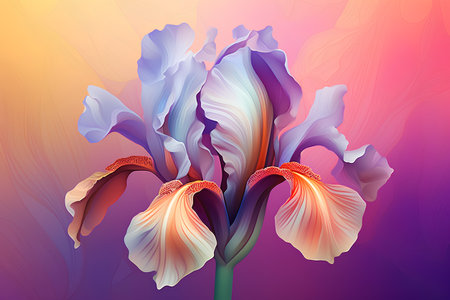 Illustration of iris flower with gradient background. Vector illustration.の素材