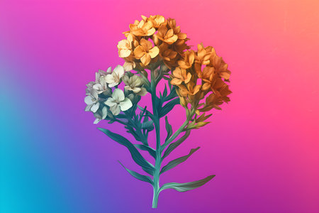 Flowering plant on a multicolored background. illustration.の素材