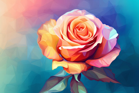 Beautiful rose on a polygonal background. Vector illustration.の素材
