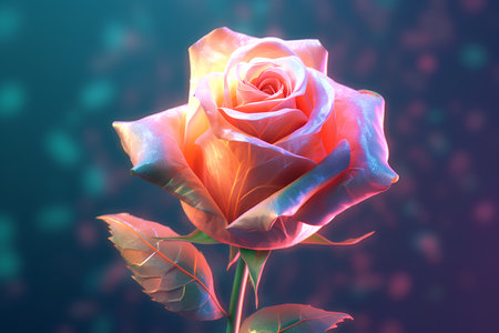 Beautiful pink rose on a dark background. 3D illustration.の素材