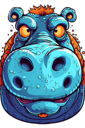Hippopotamus. Vector illustration of a hippopotamus head.の素材