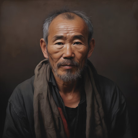 Portrait of an old man with a gray beard and mustache.の素材