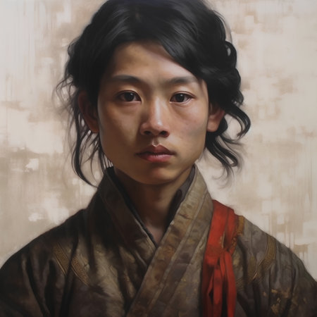 Portrait of a young japanese man in kimonoの素材