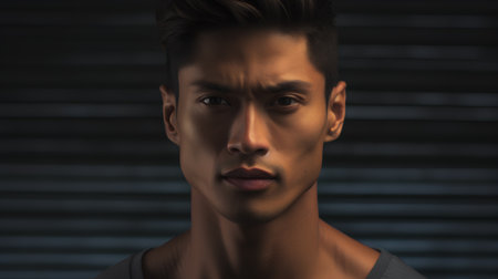 Portrait of a handsome young man with a stylish hairstyle.の素材