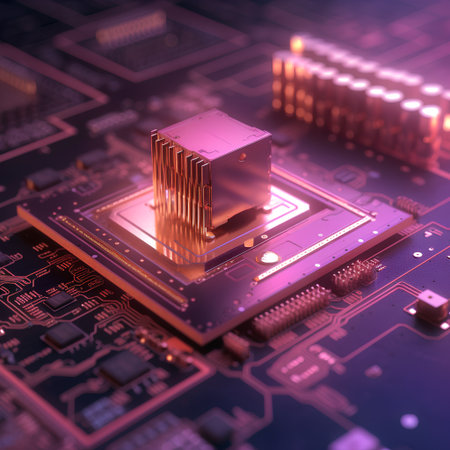Circuit board close-up. Technology background. 3d illustrationの素材