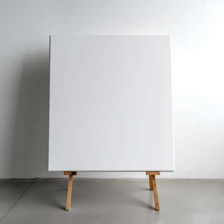Blank white canvas on a wooden easel. 3d renderingの素材