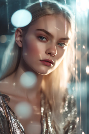 Fashion portrait of beautiful young woman with evening make-up.の素材