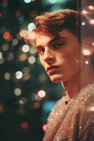 Portrait of a handsome young man. Men's beauty, fashion.の素材