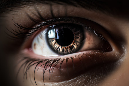 Close-up of a human's eye. Macro shot. Selective focus.の素材
