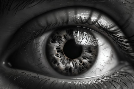 Eye of a man close-up in black and white. 3D renderingの素材