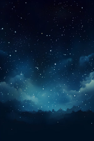 Night sky with stars and clouds. Vector illustration. Eps 10.の素材
