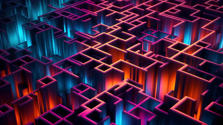 3d illustration of abstract background with blue and pink geometric shapes.の素材