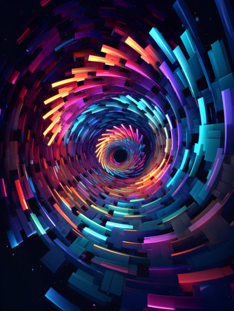 Abstract background. luminous swirling. Elegant glowing circle. Sparking particle. Space tunnel. Glossy jellyfish. Colorful ellipse. Glint sphereの素材