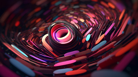 3d rendering of abstract technology digital hi-tech background with glowing particlesの素材