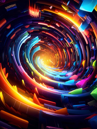 3D rendering, abstract background with neon lights, computer generated imagesの素材