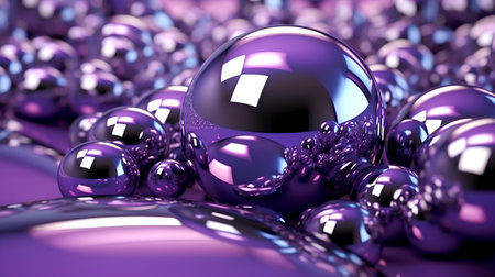 Purple abstract background with shiny balls. Computer generated 3D photo renderingの素材