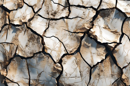 Dry cracked earth. Abstract background and texture for design. 3d illustration.の素材