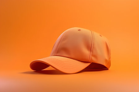 Baseball cap isolated on orange background. 3d render illustration.の素材