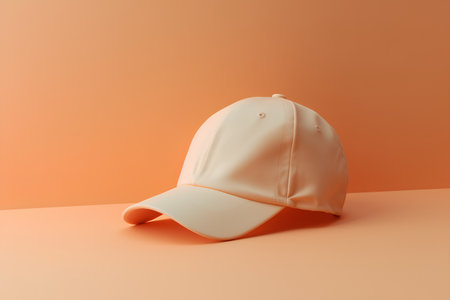 Baseball cap isolated on orange background. 3d render illustration.の素材