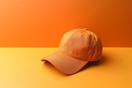 Baseball cap isolated on orange background. 3d rendering illustration.の素材