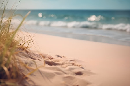 Beach with sand dunes and sea in the background, soft focusの素材