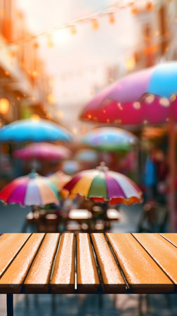 Table Top And Blur Building Of The Background - For Your Businessの素材