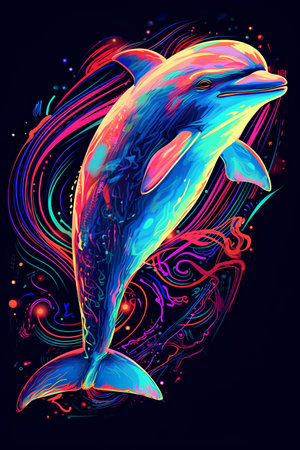 Dolphin abstract background. Vector illustration of a dolphin in the sea.の素材