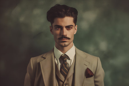 Elegant young handsome man in suit. Studio fashion portrait.の素材