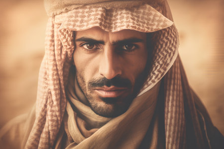Portrait of a handsome arabian man in traditional clothing.の素材