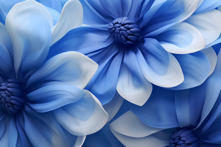 Blue dahlia flowers background. 3d rendering, 3d illustration.の素材