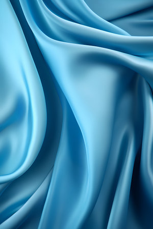 Blue satin background with drapery. 3d render illustrationの素材