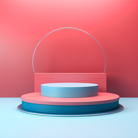 Abstract minimal scene with geometrical forms. Pink background. 3d renderの素材