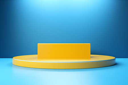 Abstract round podium illuminated by spotlight. Award ceremony concept. 3d renderの素材